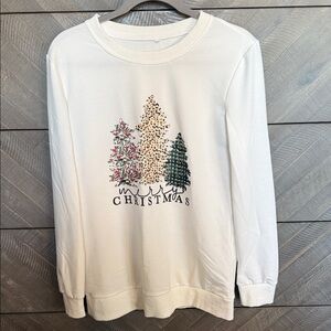 Cream Christmas Tree Graphic Sweatshirt
